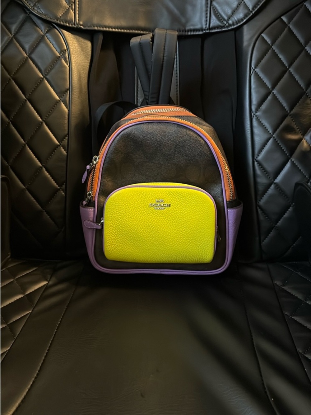 Coach Mini Backpack with keychain backpack - Yellow, Purple, Brown, Orange - Picture 3 of 10